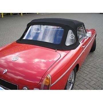 242-665 MG MGB PACKAWAY TYPE HOOD W/ ZIP OUT RR WINDOW - BLACK TEXTURED VINYL - MG Sales & Service - 1