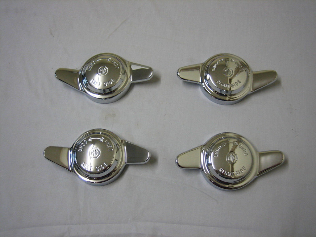 200-215 200-225 AHA7373A AHA7374A MG MGB KNOCK ON SPINNERS 8TPI SET W/LOGO