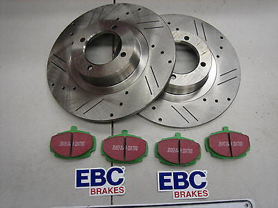 MG MGB COMPETITION DISC BRAKE ROTOR KIT - SLOTED DRILLED + EBC GREENSTUFF PADS - MG Sales & Service - 1