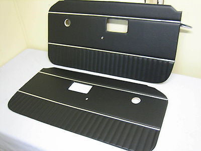 643-631 MG MGB DOOR PANELS BLACK WITH CHROME PIPING BRAND NEW - MG Sales & Service