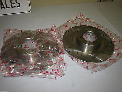 586-605 MG MGB SLOTTED X-DRILLED DISC PAIR NEW - MG Sales & Service - 1