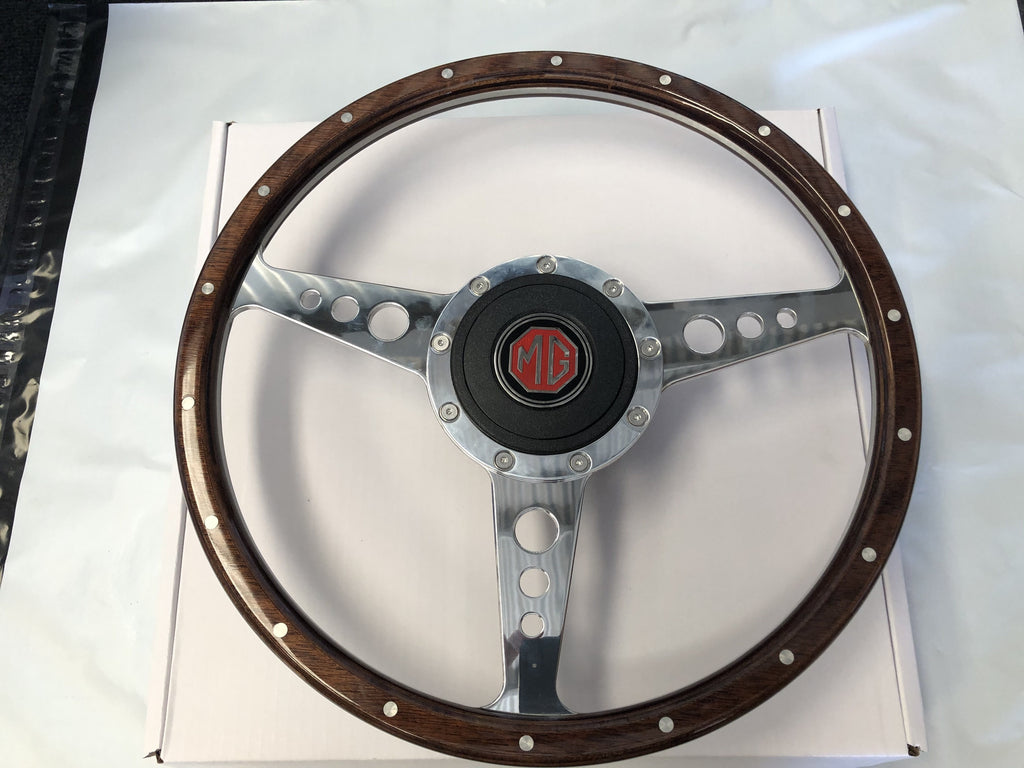 MG MGB 14" WOODRIM STEERING WHEEL WITH TOURIST TROPHY BOSS SUIT MGB BL 70 - 76