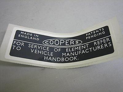 215-615 BML1012 MGB MG MIDGET MINI COOPERS AIR FILTER STICKER