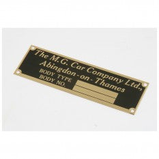 408-730 BODY ID PLATE MG TA TB TC TD TF