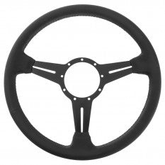 489-050 STEERING WHEEL TOURIST TROPHY 15in LEATHER BLACK SLOTTED SPOKES