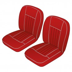 641-220 MGB MK1 SEAT KIT FRONT  RED/WHITE PIPING LEATHER 62-68