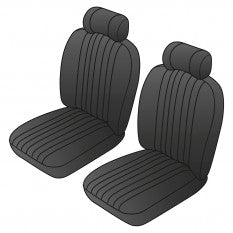 641-725 SEAT COVER KIT FRONT CUSTOM DELUXE LEATHER BLACK/BLACK PAIR