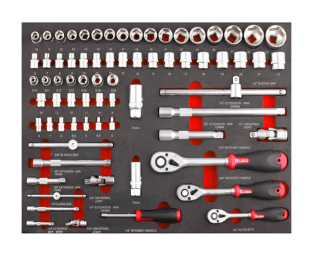 T-F1ETR48 72 pc SOCKET SET 1/4 3/8 1/2 FULL DRAWER FIXMAN