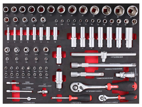 T-F1ETR27 85 pc 1/4 1/2 LONG SOCKET SET WITH BITS FULL DRAWER FIXMAN