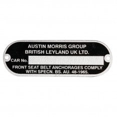 117-566 CRCP339 CHASSIS NUMBER PLATE AUSTIN MORRIS GROUP
