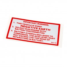 215-655 CRST115 MGB SPRITE MIDGET NEGATIVE EARTH LABEL BML1009